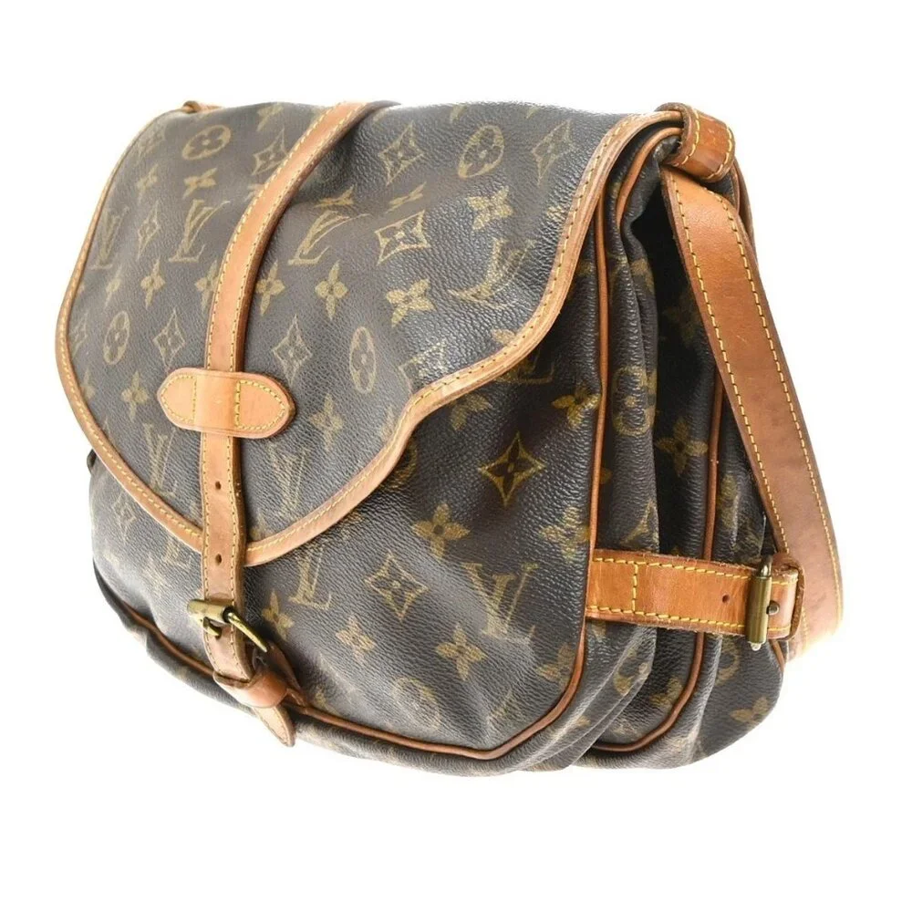 LOUIS VUITTON Logo Saumur 30 Shoulder Bag Monogram Leather Brown - Picture 2 of 16